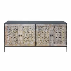 Buffet enfilade en bois de manguier blanchi Lila