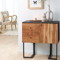 Buffet haut en bois d'acacia et métal Pippa