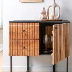 Buffet haut en bois d'acacia et métal Pippa