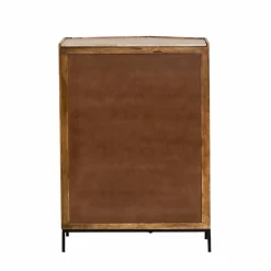 Buffet haut en bois de manguier clair et travertin Josh