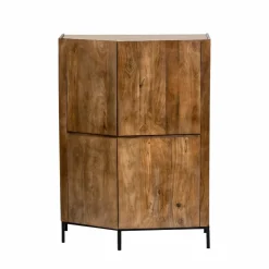 Buffet haut en bois de manguier clair et travertin Josh