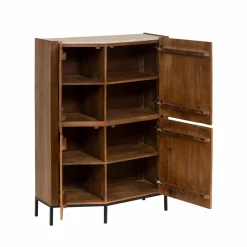 Buffet haut en bois de manguier et travertin Azure