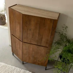 Buffet haut en bois de manguier et travertin Azure