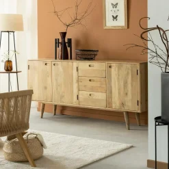 Buffet long en bois de manguier Rowene