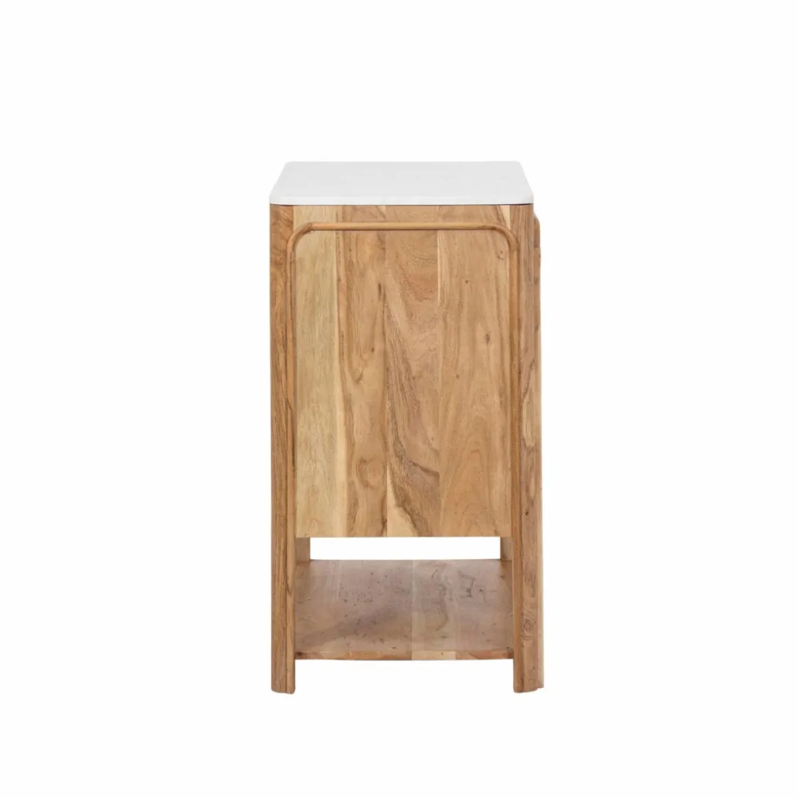 Buffet vitré en bois d'acacia et marbre Emyr