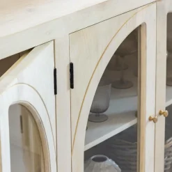 Buffet vitré en bois de manguier blanchi Miliam