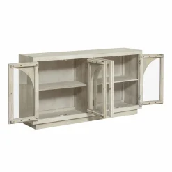 Buffet vitré en bois de manguier blanchi Miliam