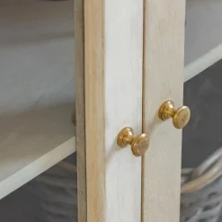 Buffet vitré en bois de manguier blanchi Miliam