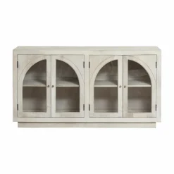 Buffet vitré en bois de manguier blanchi Miliam