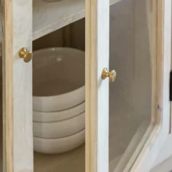 Buffet vitré en bois de manguier blanchi Miliam