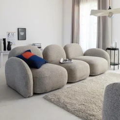 Canapé 3 modules en tissu bouclette gris Calya