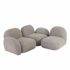 Canapé 3 modules en tissu bouclette gris Calya