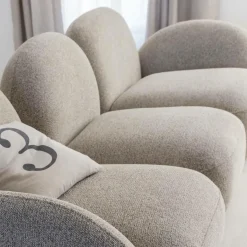 Canapé 3 modules en tissu bouclette gris Calya