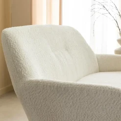 Canapé blanc confort en tissu bouclette 2 places Amandine