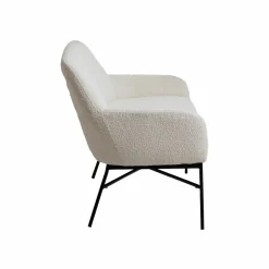 Canapé blanc confort en tissu bouclette 2 places Amandine