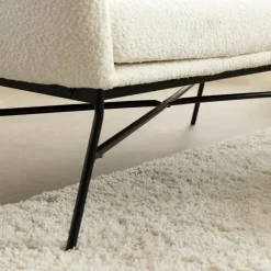 Canapé blanc confort en tissu bouclette 2 places Amandine