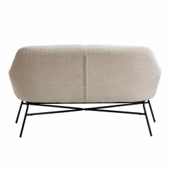 Canapé blanc confort en tissu bouclette 2 places Amandine