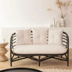 Canapé en rotin noir 2 places Anissa