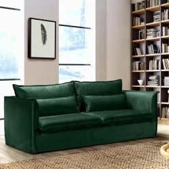 Canapé en velours vert 3 places Madrid