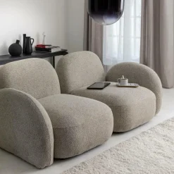 Canapé modulable 2 places en tissu bouclette gris Calya