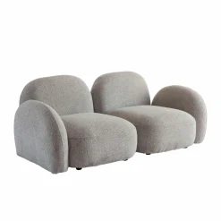 Canapé modulable 2 places en tissu bouclette gris Calya