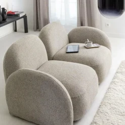 Canapé modulable 2 places en tissu bouclette gris Calya