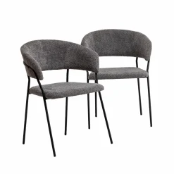 Chaise arrondie en tissu bouclette grise Kanoa (lot de 2)