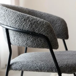 Chaise arrondie en tissu bouclette grise Kanoa (lot de 2)