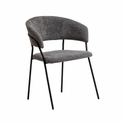 Chaise arrondie en tissu bouclette grise Kanoa (lot de 2)