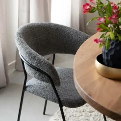 Chaise arrondie en tissu bouclette grise Kanoa (lot de 2)