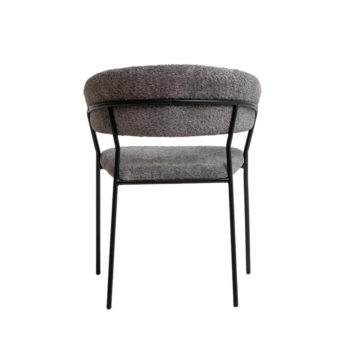 Chaise arrondie en tissu bouclette grise Kanoa (lot de 2)