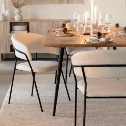 Chaise arrondie tissu bouclette blanche Kanoa (lot de 2)