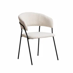 Chaise arrondie tissu bouclette blanche Kanoa (lot de 2)