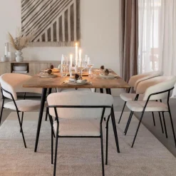 Chaise arrondie tissu bouclette blanche Kanoa (lot de 2)