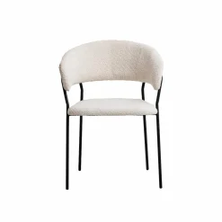 Chaise arrondie tissu bouclette blanche Kanoa (lot de 2)