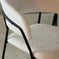 Chaise arrondie tissu bouclette blanche Kanoa (lot de 2)