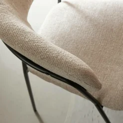 Chaise arrondie tissu écru Kanoa (lot de 2)