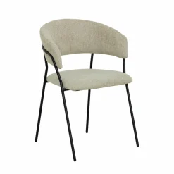 Chaise arrondie tissu écru Kanoa (lot de 2)