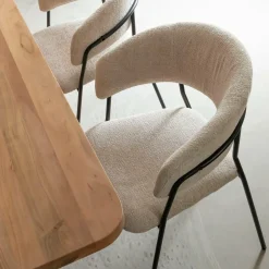 Chaise arrondie tissu écru Kanoa (lot de 2)