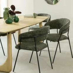 Chaise arrondie tissu vert Kanoa (lot de 2)
