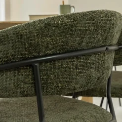 Chaise arrondie tissu vert Kanoa (lot de 2)