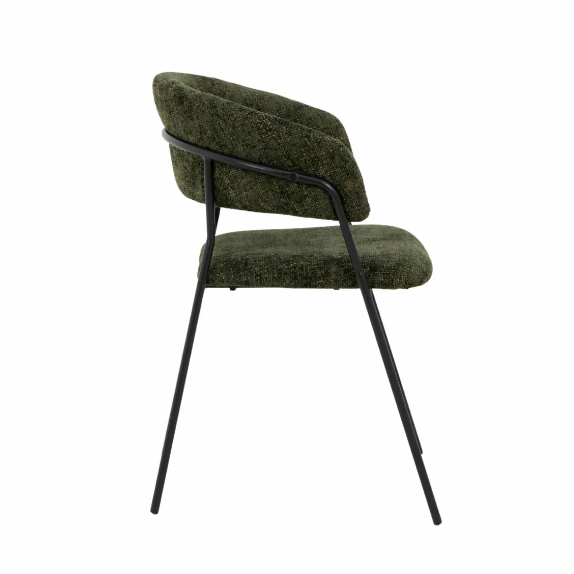 Chaise arrondie tissu vert Kanoa (lot de 2)