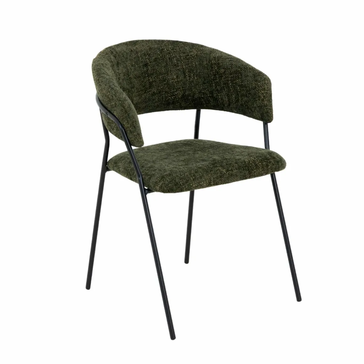 Chaise arrondie tissu vert Kanoa (lot de 2)