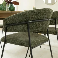 Chaise arrondie tissu vert Kanoa (lot de 2)