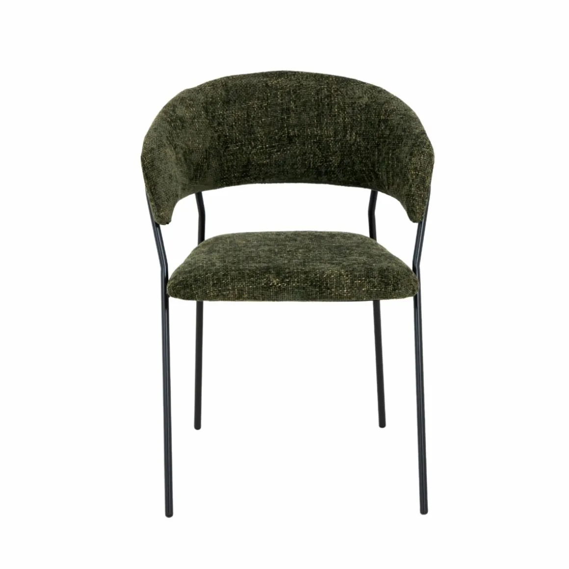 Chaise arrondie tissu vert Kanoa (lot de 2)