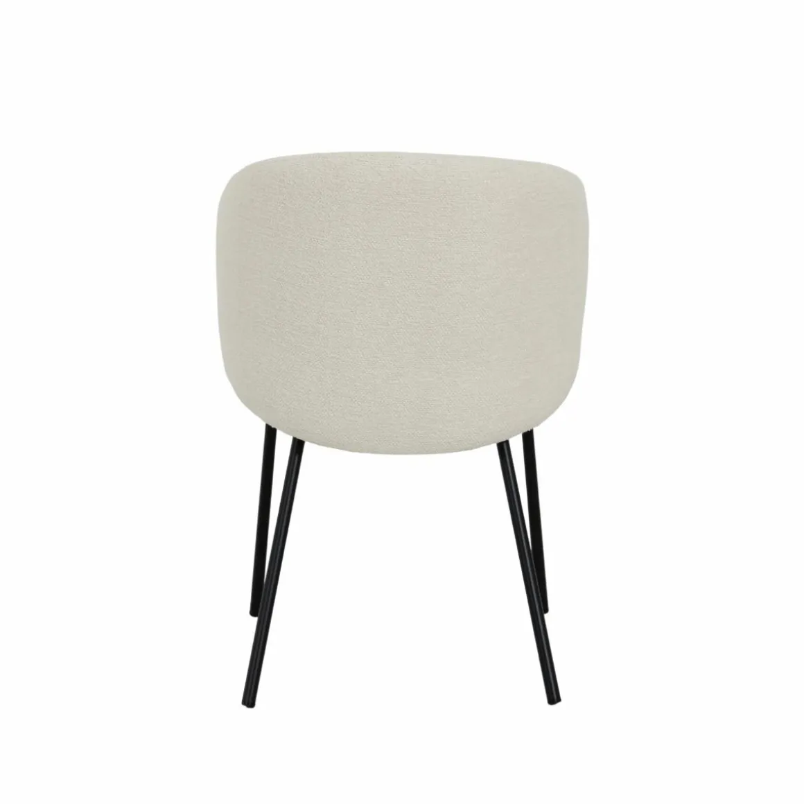 Chaise avec accoudoirs ronds en tissu bouclette écru clair et pieds en métal Cléa (lot de 2)