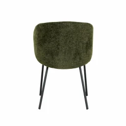 Chaise avec accoudoirs ronds en tissu vert et pieds en métal Cléa (lot de 2)