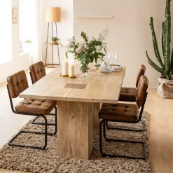 Chaise cantilever en microfibre marron Mambo (lot de 2)