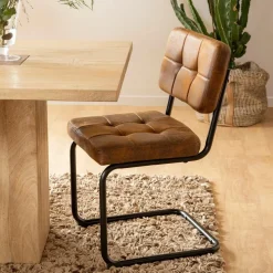 Chaise cantilever en microfibre marron Mambo (lot de 2)