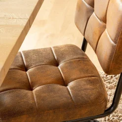 Chaise cantilever en microfibre marron Mambo (lot de 2)